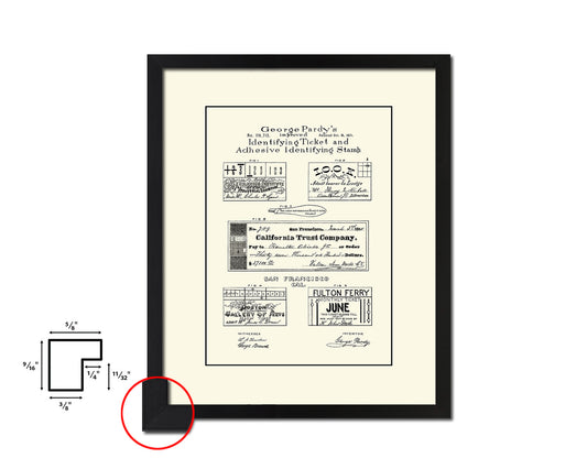 Postage Stamp Vintage Patent Artwork Black Frame Print Gifts