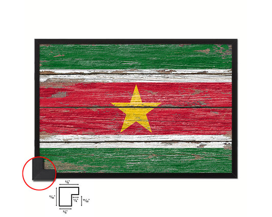 Suriname Country Wood Rustic National Flag Wood Framed Print Wall Art Decor Gifts