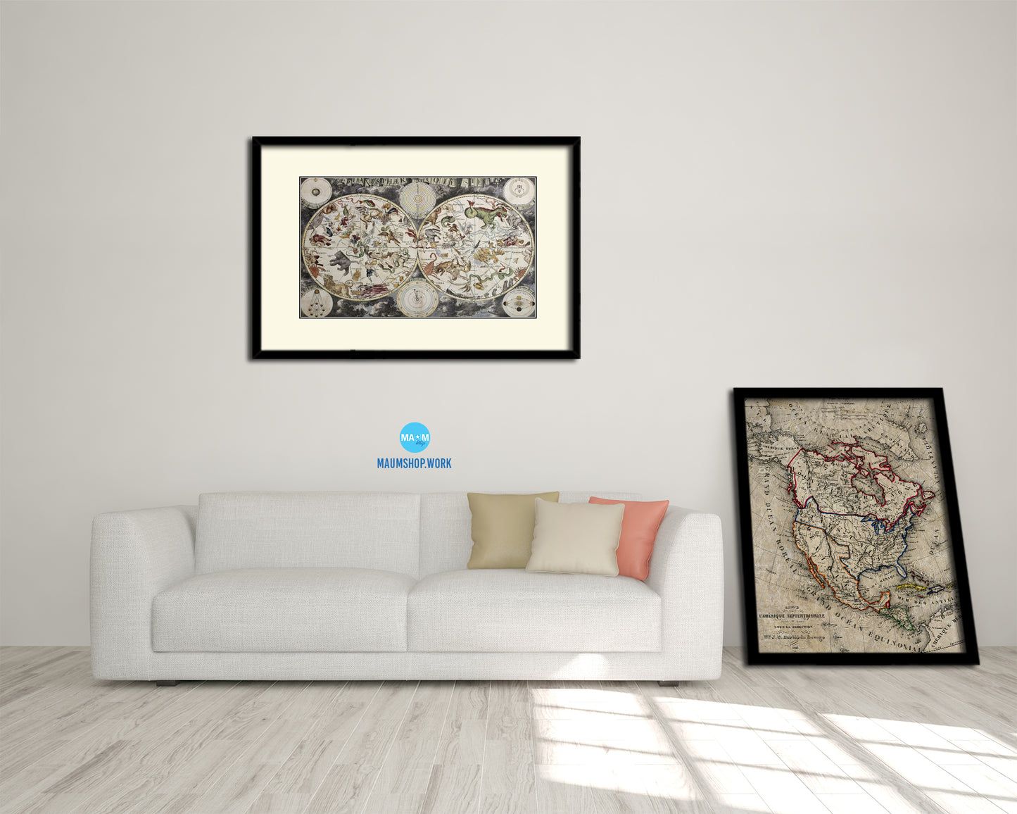 World Old Map Framed Print Art Wall Decor Gifts