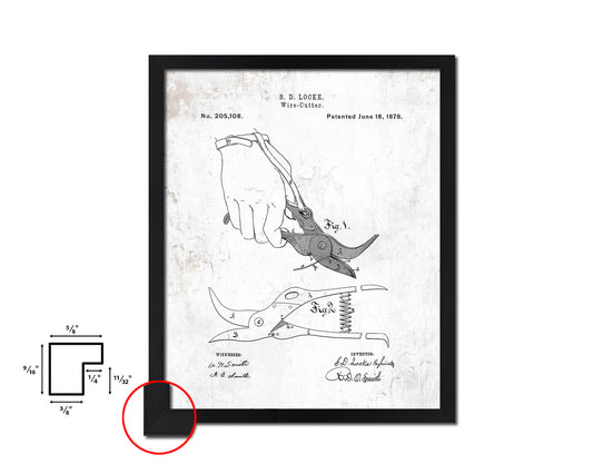 Wire Cutter Tools Vintage Patent Artwork Black Frame Print Gifts