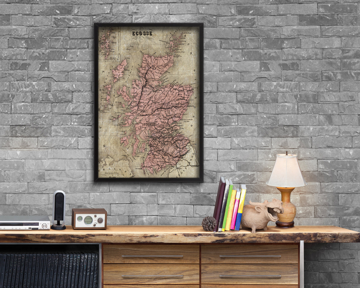 Scotland Historical Map Wood Framed Print Art Wall Decor Gifts