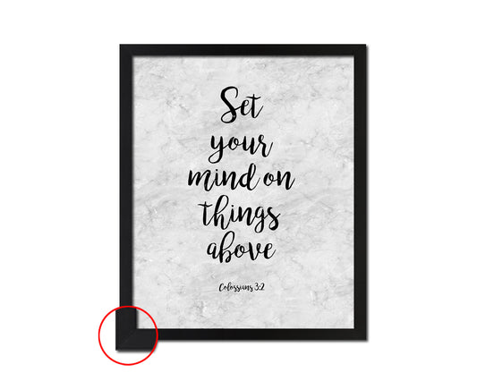 Set your mind on things above, Colossians 3:2 Bible Scripture Verse Framed Print Wall Art Decor Gifts