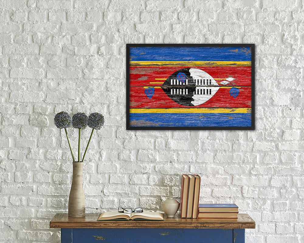 Swaziland Country Wood Rustic National Flag Wood Framed Print Wall Art Decor Gifts