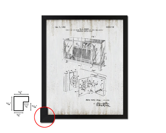 High Fidelity Unit Baffle Plate Sound Patent Artwork Black Frame Print Gifts