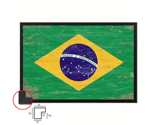 Brazil Shabby Chic Country Flag Wood Framed Print Wall Art Decor Gifts