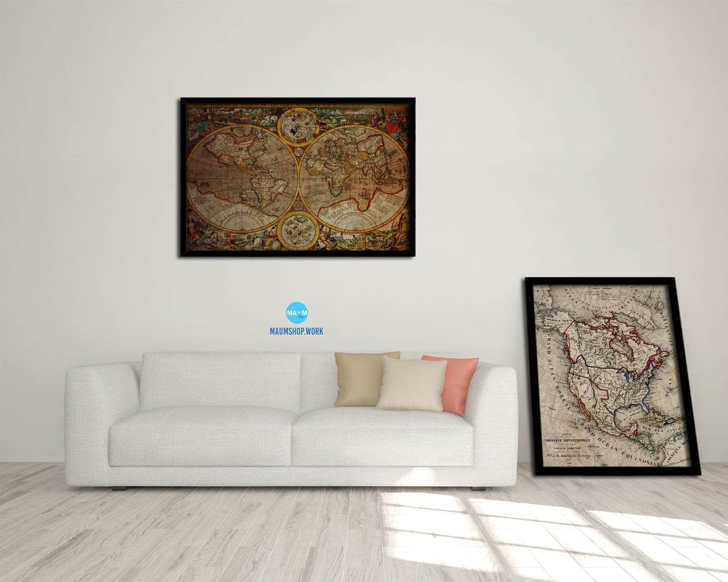 World Vintage Map Framed Print Art Wall Decor Gifts