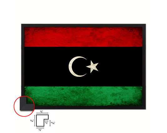 Libya Country Vintage Flag Wood Framed Print Wall Art Decor Gifts