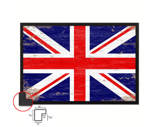 United Kingdom Shabby Chic Country Flag Wood Framed Print Wall Art Decor Gifts