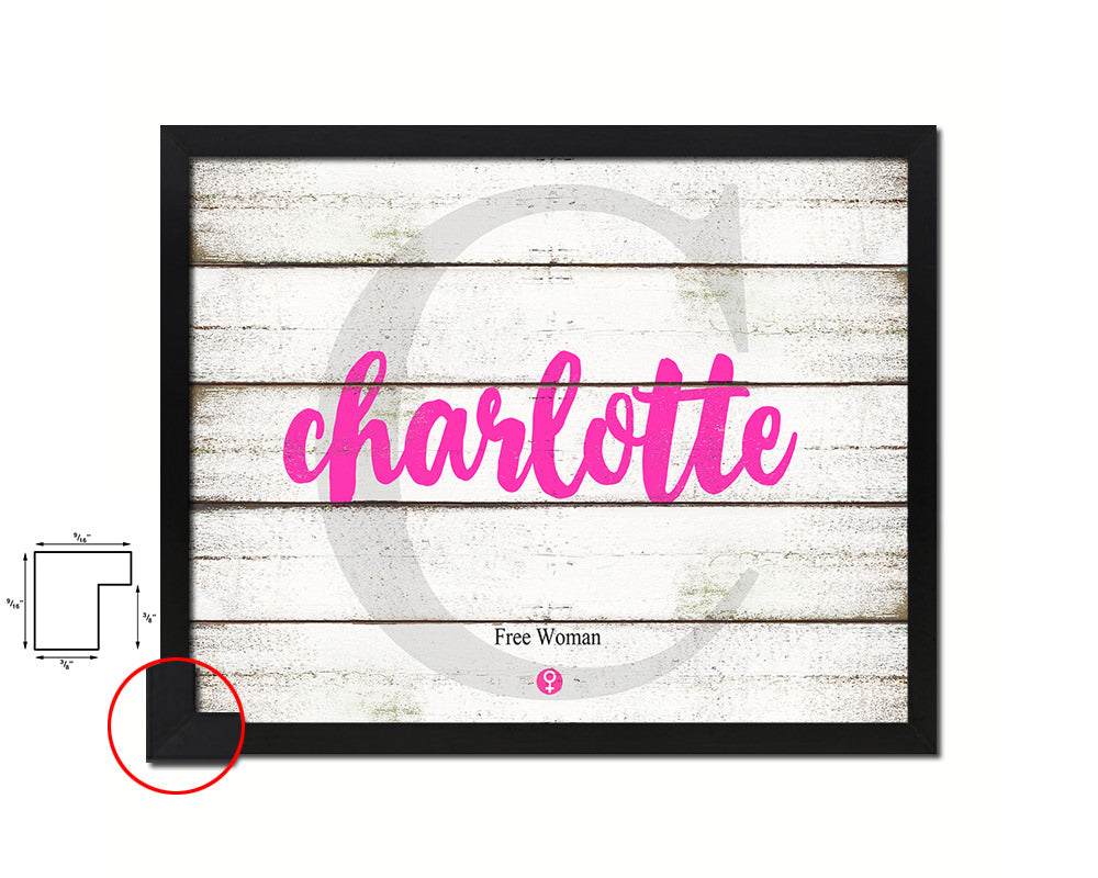 Charlotte Personalized Biblical Name Plate Art Framed Print Kids Baby Room Wall Decor Gifts