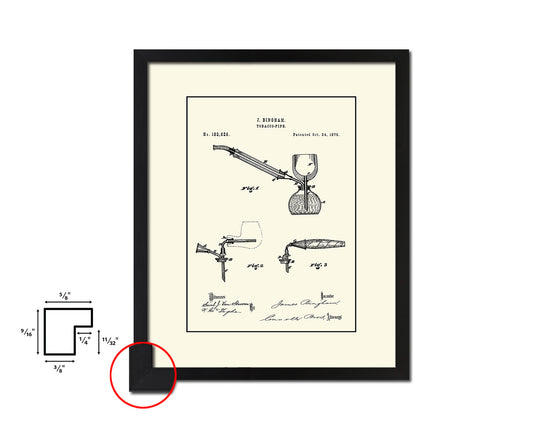 Pipe Tobacco Vintage Patent Artwork Black Frame Print Wall Art Decor Gifts