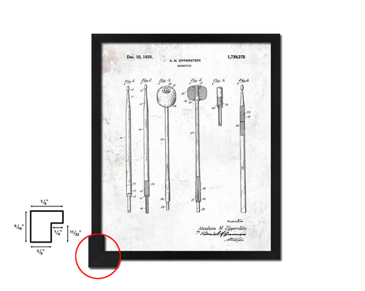 Drumstick Music Vintage Patent Artwork Black Frame Print Wall Art Decor Gifts