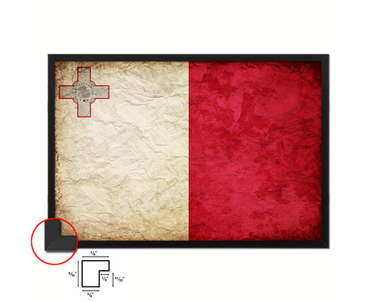 Malta Country Vintage Flag Wood Framed Print Wall Art Decor Gifts