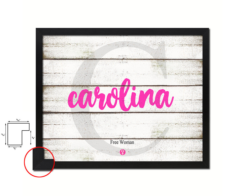 Carolina Personalized Biblical Name Plate Art Framed Print Kids Baby Room Wall Decor Gifts