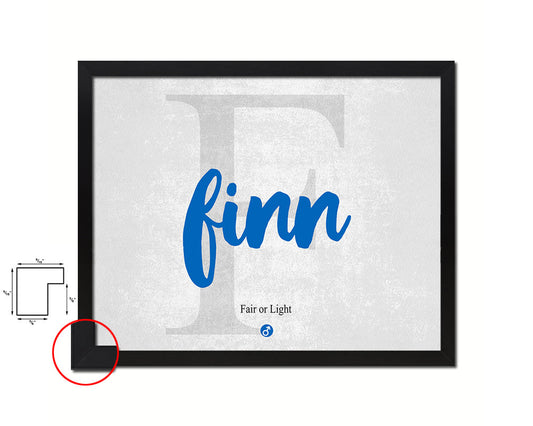 Finn Personalized Biblical Name Plate Art Framed Print Kids Baby Room Wall Decor Gifts