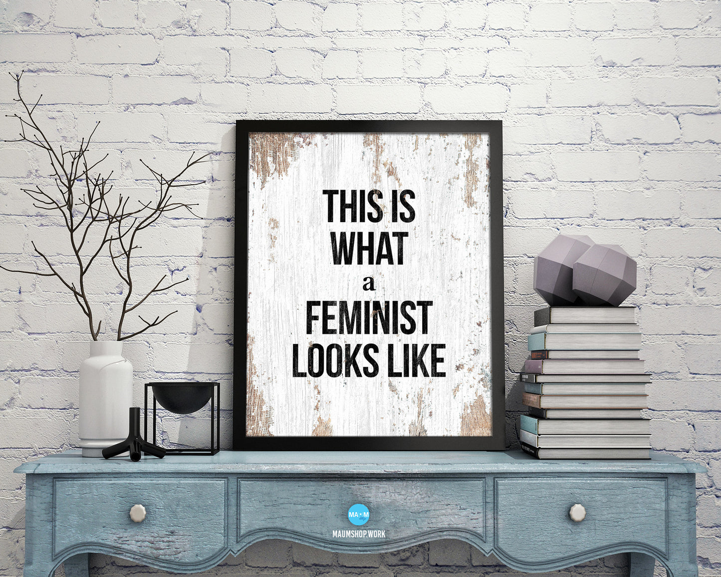 This is what a feminist looks like Rainbow Pride Peace Right Justice Poster Wood Frame Print Art