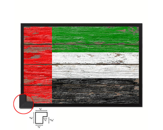 United Arab Emirates Country Wood Rustic National Flag Wood Framed Print Wall Art Decor Gifts