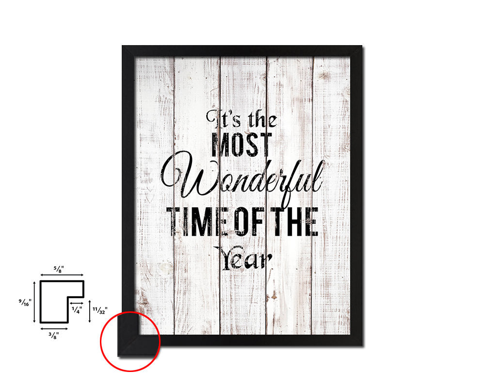 It's the most wonderful time of the year White Wash Quote Framed Print Wall Decor Art