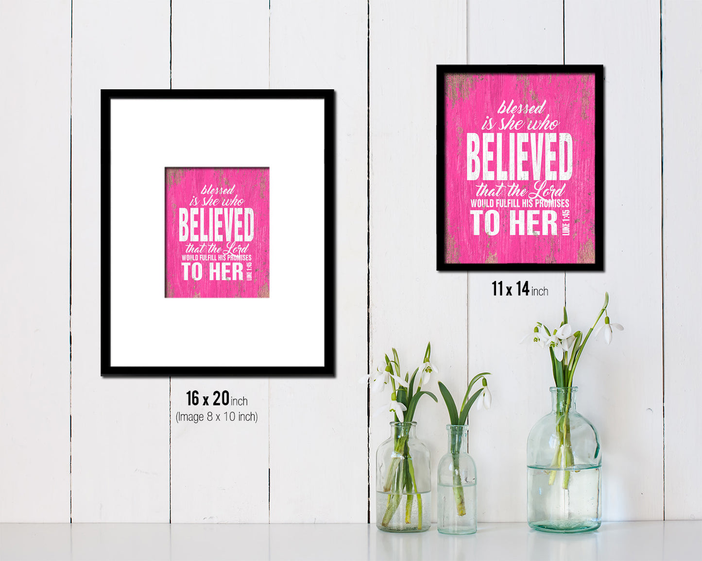 Blessed is she who believed that the Lord Quote Framed Print Home Decor Wall Art Gifts