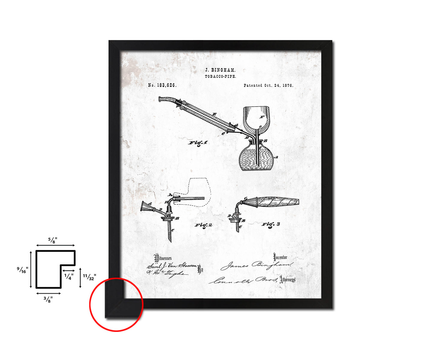 Pipe Tobacco Vintage Patent Artwork Black Frame Print Wall Art Decor Gifts