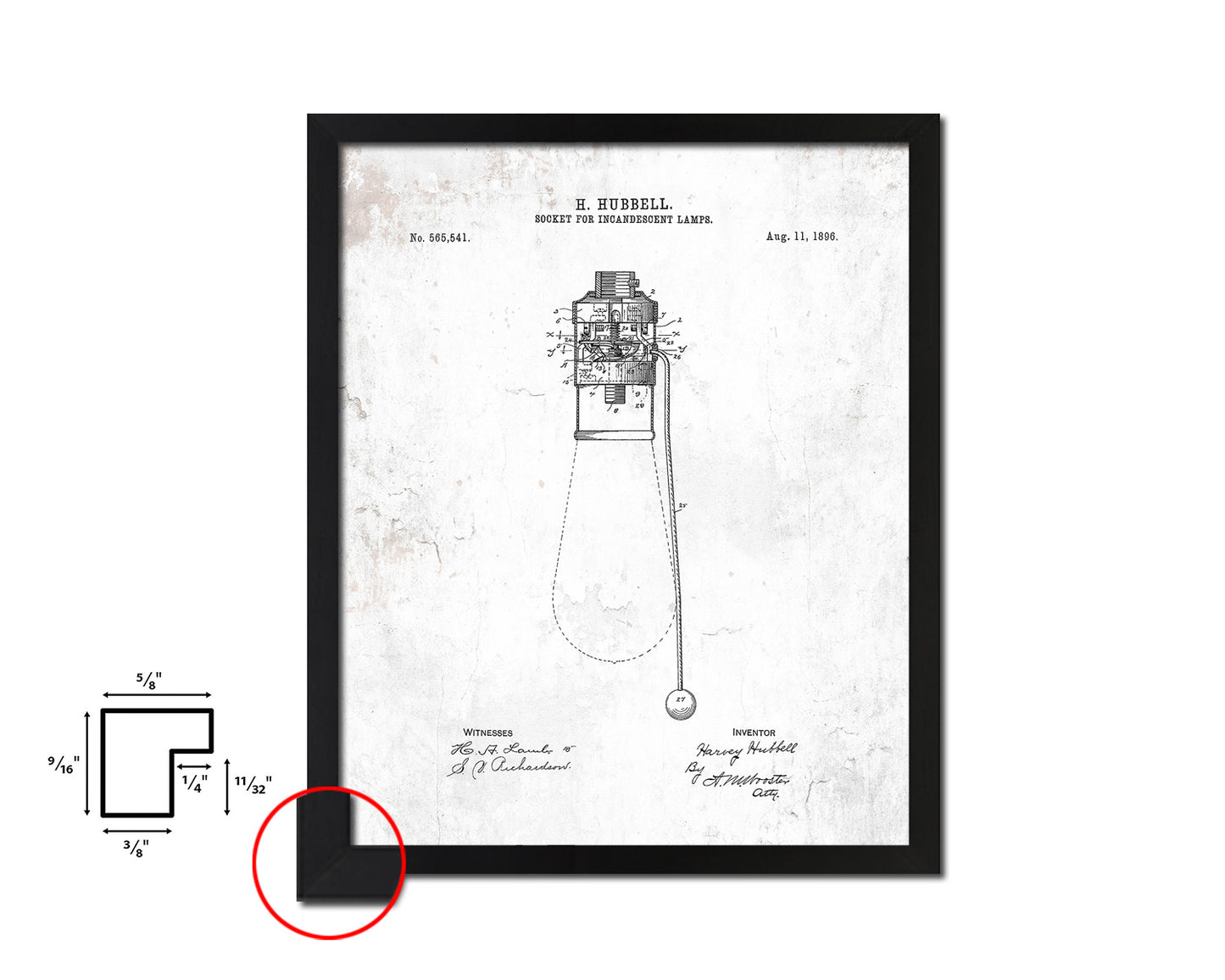 Socket Incandescent Lamps Home Vintage Patent Artwork Black Frame Print Gifts