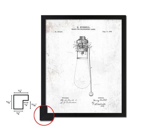 Socket Incandescent Lamps Home Vintage Patent Artwork Black Frame Print Gifts