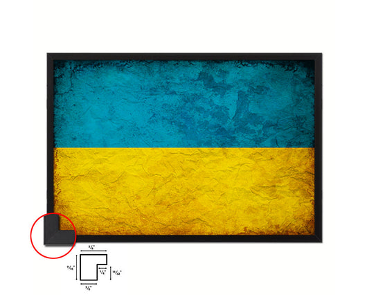 Ukraine Country Vintage Flag Wood Framed Print Wall Art Decor Gifts