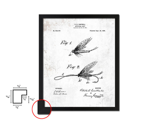 Artificial Bait Fishing Vintage Patent Artwork Black Frame Print Wall Art Decor Gifts