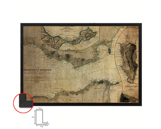 Gibraltar Vintage Map Framed Print Art Wall Decor Gifts