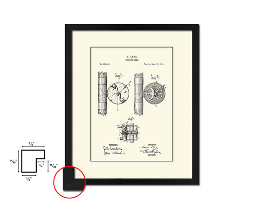 Reel Fishing Vintage Patent Artwork Black Frame Print Wall Art Decor Gifts