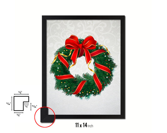 Christmas Wreath Holiday Season Gifts Wood Framed Print Home Decor Wall Art