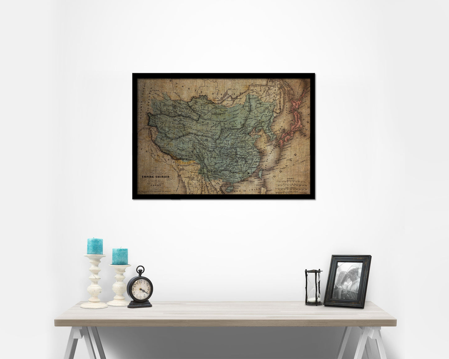 China Japan Korea Vintage Map Framed Print Art Wall Decor Gifts