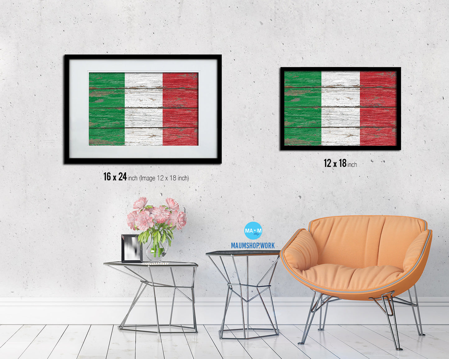 Italy Country Wood Rustic National Flag Wood Framed Print Wall Art Decor Gifts