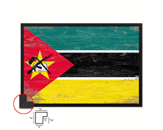 Mozambiqu Shabby Chic Country Flag Wood Framed Print Wall Art Decor Gifts