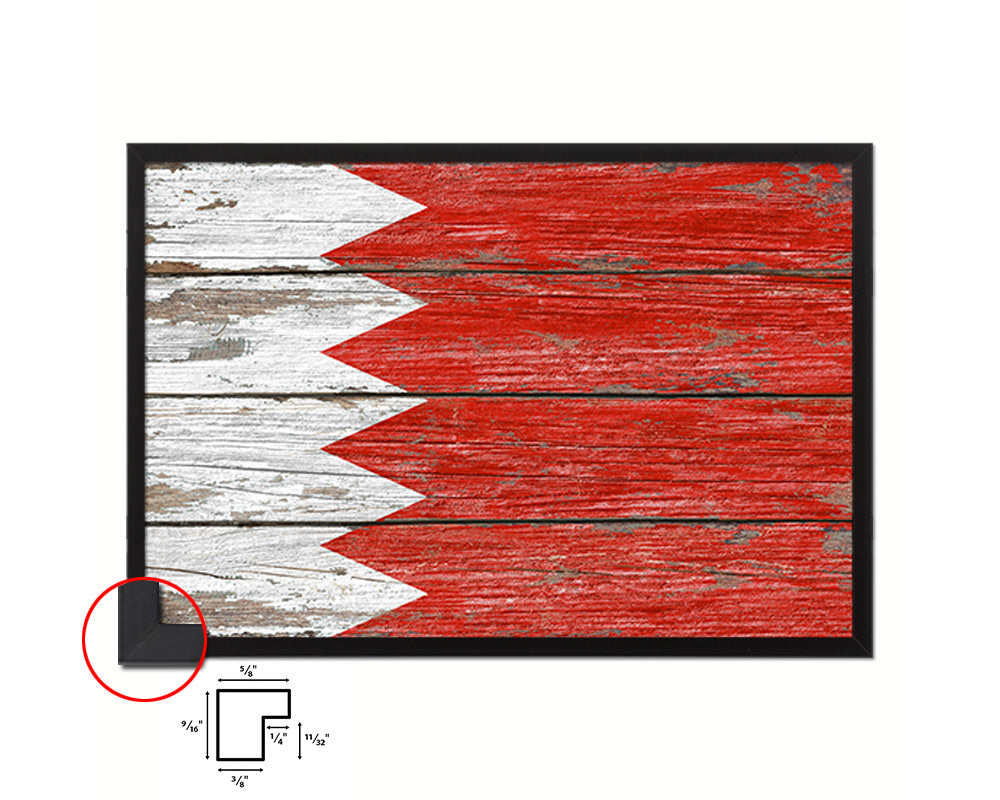 Bahrain Country Wood Rustic National Flag Wood Framed Print Wall Art Decor Gifts