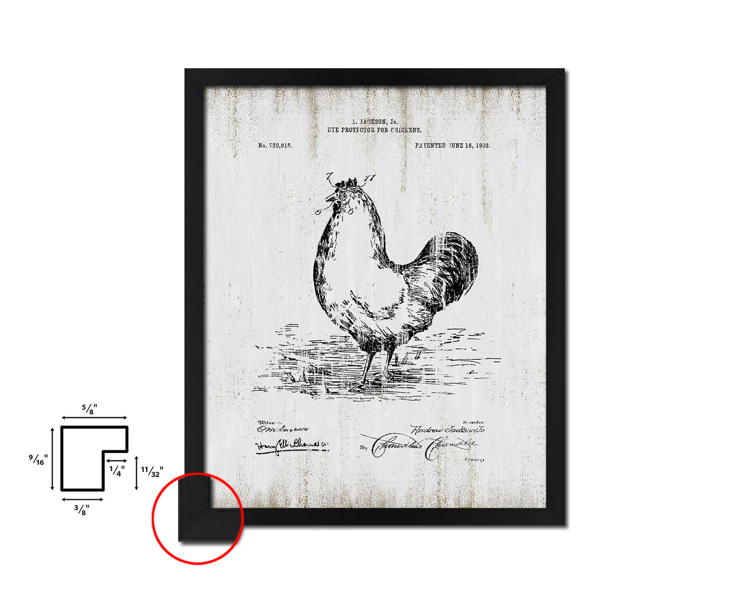 Eye Protector for Chickens Farming Vintage Patent Artwork Black Frame Print Gifts