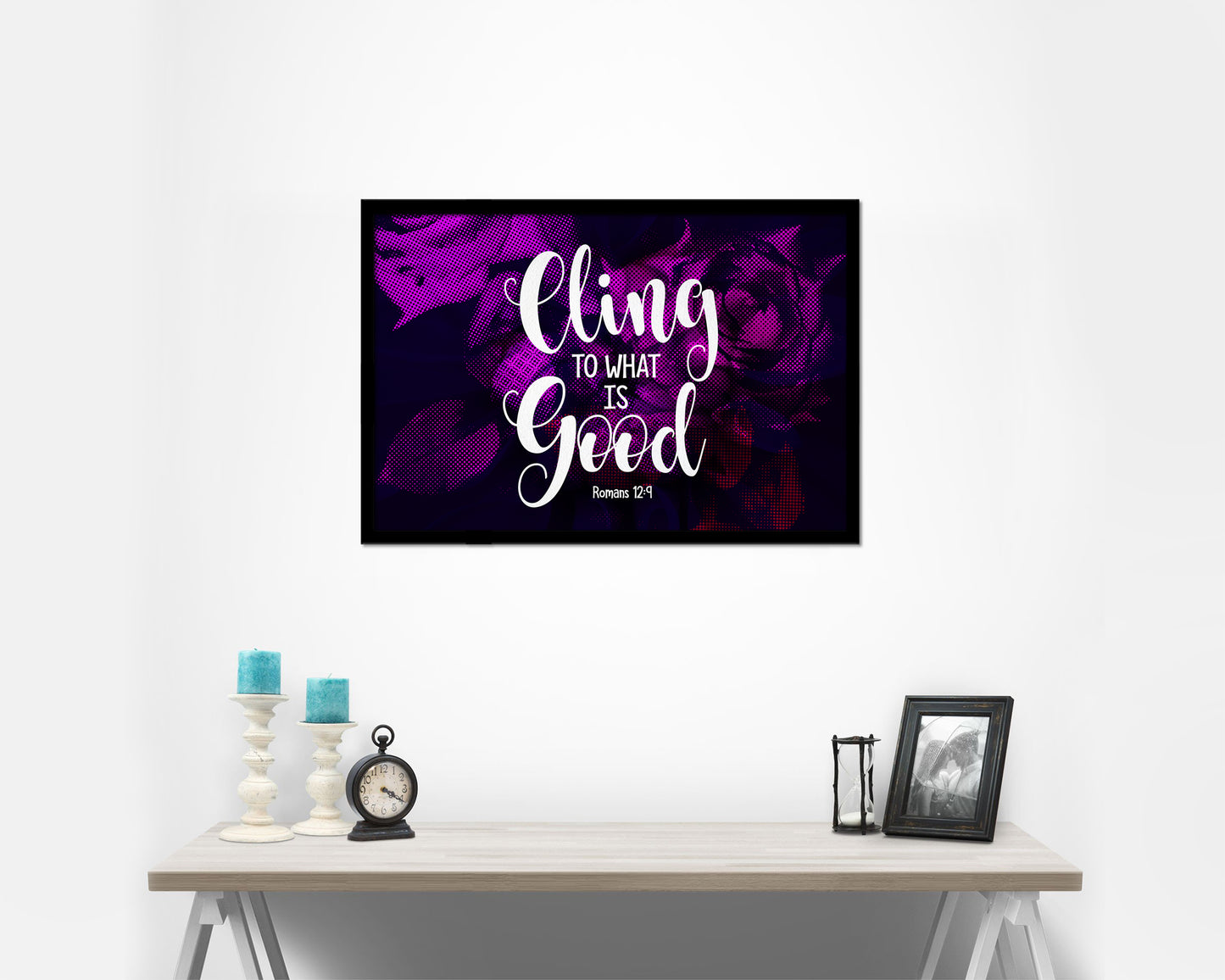 Cling to what is good Romans, 12:9-1 Bible Verse Scripture Framed Print Wall Decor Art Gifts