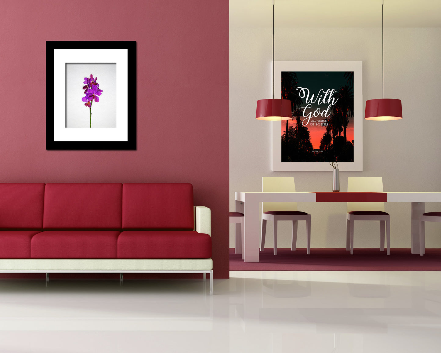 Violet Orchid Sketch Plants Art Wood Framed Print Wall Decor Gifts