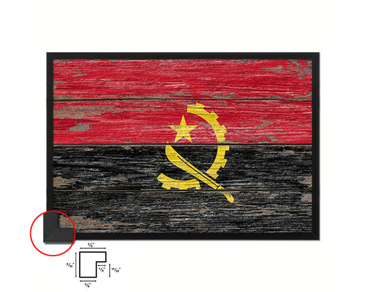 Angola Country Wood Rustic National Flag Wood Framed Print Wall Art Decor Gifts