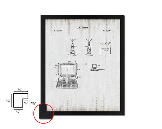 data terminal with external antenna Mobile Vintage Patent Artwork Black Frame Gifts