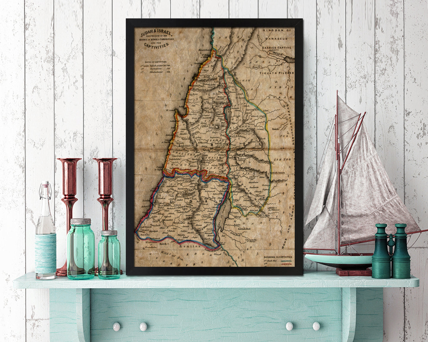 Iisrae Historical Map Wood Framed Print Art Wall Decor Gifts