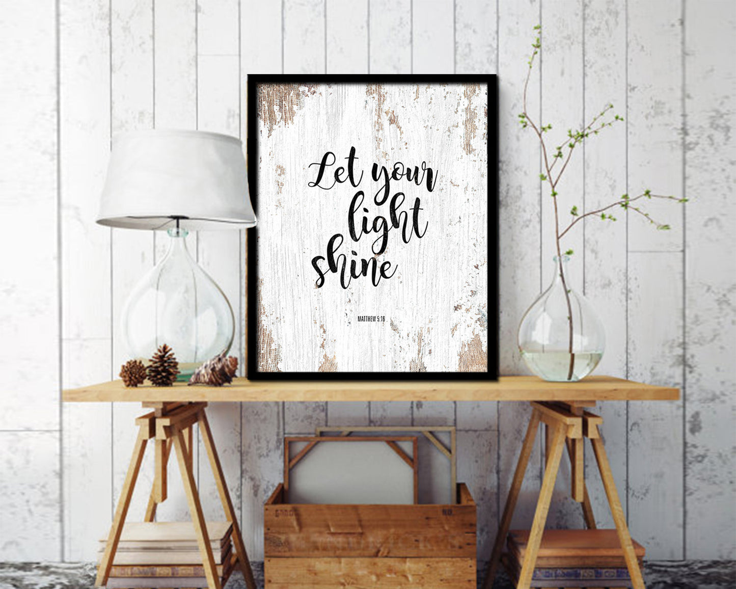 Let your light shine, Matthew 5:16 Quote Framed Print Home Decor Wall Art Gifts