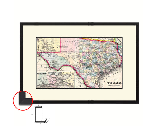 Texas Old Map Framed Print Art Wall Decor Gifts