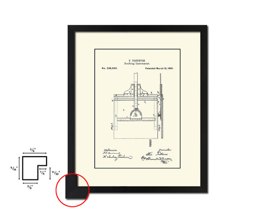 Drafting Instrument Office Vintage Patent Artwork Black Frame Print Gifts