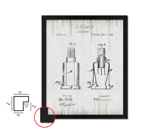 Corkscrew Wine Vintage Patent Artwork Black Frame Print Gifts