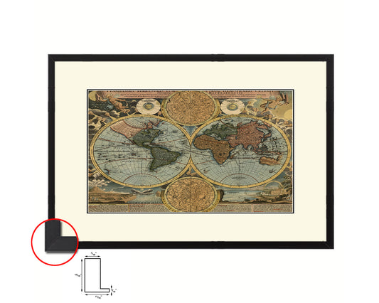 World Old Map Framed Print Art Wall Decor Gifts