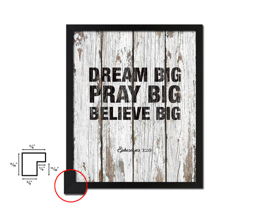 Dream Pray Bbelieve Big Quote Wood Framed Print Home Decor Wall Art Gifts