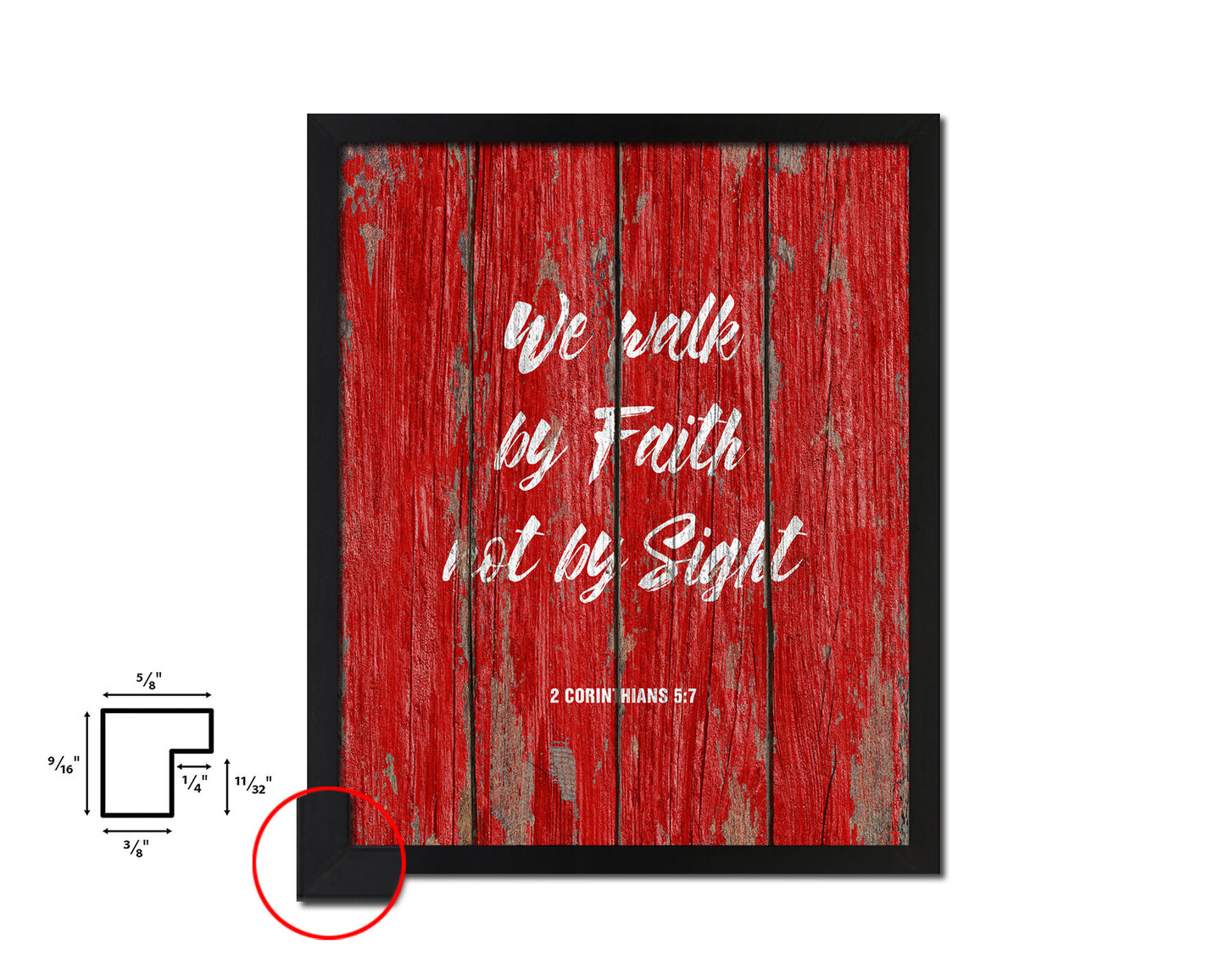 We walk by faith not by sight, 2 Corinthians 5:7 Quote Framed Print Home Decor Wall Art Gifts