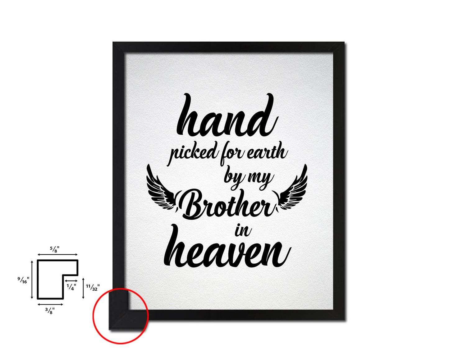 Hand picked for earth by our brother in heaven Quote Framed Print Wall Art Decor Gifts