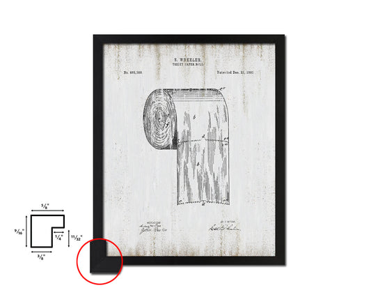 Toilet Paper Roll Home Vintage Patent Artwork Black Frame Print Wall Art Decor Gifts