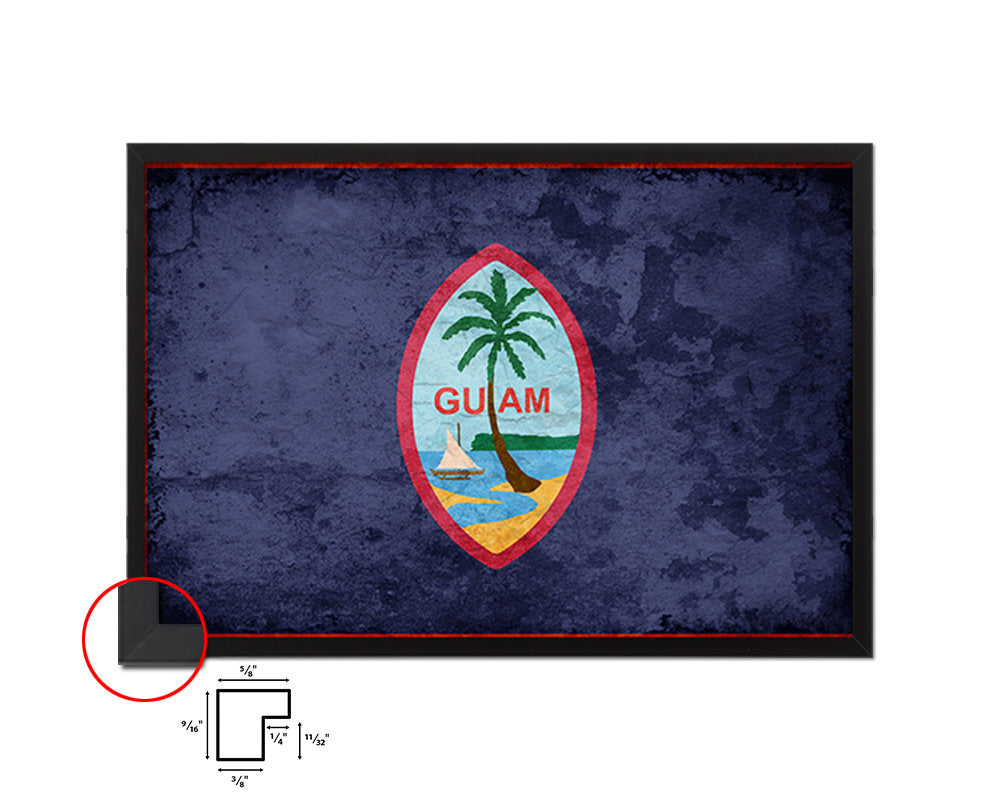 Guam US Territory Vintage Flag Wood Framed Prints Decor Wall Art Gifts